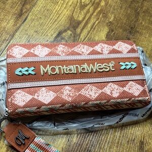 Montana West Coral and Brown Checkered Wallet. NWT. $44.99 retail